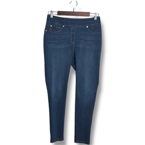 Luxe Denim Dark Indigo Wash Classic Skinny Straight Leg Stretch Women's Jeggings - Picture 6 of 16